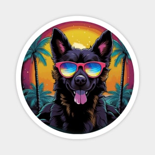 Retro Wave Cattledog Dog Shirt Magnet